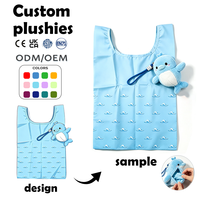 Sac de courses pliable personnalisé avec image de dessin animé, sac fourre-tout en peluche anti-déchirure en forme de chien, logo OEM, écologique, portable pour la vente en gros