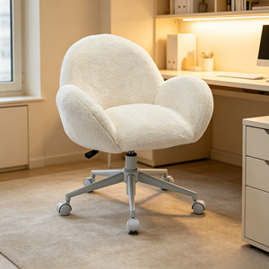 <span class=keywords><strong>Fauteuil</strong></span> de loisirs en fausse fourrure blanche mignonne CARLFORD pour l'extérieur et l'hôtel, chaise d'appoint pour salon avec chaise longue - Product Image 1