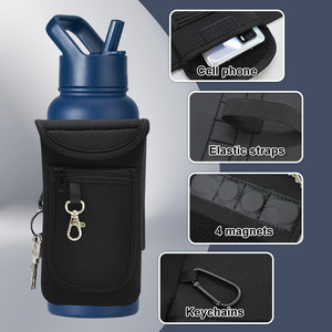 Sac <span class=keywords><strong>de</strong></span> sport magnétique noir personnalisé avec logo, petit format, en néoprène, avec fermeture éclair, <span class=keywords><strong>poche</strong></span> pour téléphone, porte-bouteille d'eau, pochette pour téléphone avec aimant - Product Image 2