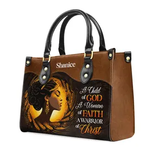 Оптовая продажа, роскошные сумки для женщин с принтом «ребенок Бога», черный дизайн для девочек, женская сумка на заказ в африканском стиле