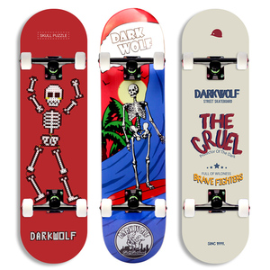 DARKWOLF Chuyên Nghiệp 100% Canada <span class=keywords><strong>Maple</strong></span> Thiết Kế Tùy Chỉnh In Skate Board Complete Skateboard Cho Người Lớn - Product Image 1