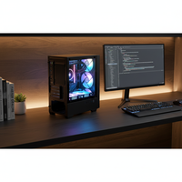 Boîtier PC noir Pcooling, tour moyenne, boîtier de bureau ATX, boîtier d'ordinateur de jeu, boîtier PC ATX avec ventilateurs