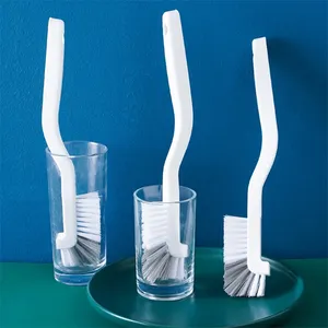 Cepillo de limpieza para tazas estilo japonés con mango largo, diseño de codo, orificio de cola, accesorios de limpieza para grietas con colgador de pared - Product Image 4