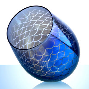 FLY-Juego de 3 piezas de vidrio hecho a máquina, con Color azul y grabado <span class=keywords><strong>l</strong></span>áser, patrón de báscula de pescado, alta calidad, venta al por mayor, 2021 - Product Image 2