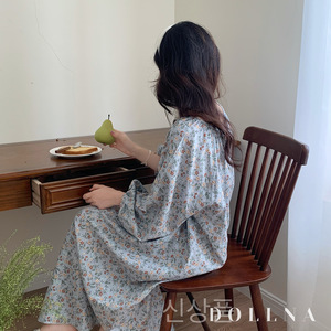 Pigiama floreale morbido traspirante da donna comodo abbigliamento quotidiano per la casa con gonna da notte tintura reattiva per uso primaverile - Product Image 2