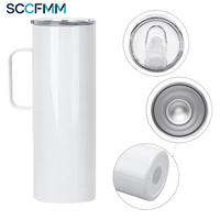Gobelets à sublimation en acier inoxydable, isolés sous vide, 20 oz, avec poignée, thermos, pour garder les boissons chaudes/froides, bouteille d'eau pour impression DIY