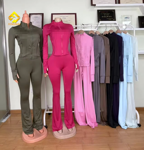Fall Woman <strong>Lounge</strong> Wear Sets Zipper Jacket and Flared <strong>Pants</strong> <strong>Women</strong> 2 Piece Sets Tracksuits - Product Image 4
