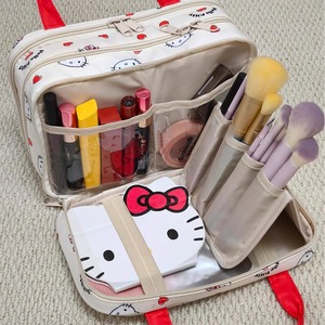 Borsa da viaggio portatile per cosmetici e articoli da toeletta, in tela impermeabile, con scomparti, <span class=keywords><strong>di</strong></span> media capacità, con simpatico gatto dei cartoni animati. - Product Image 5