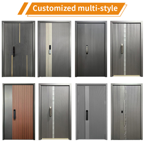 अनुकूलन योग्य बहु-शैली कास्ट एल्यूमीनियम डबल-लीफ प्रवेश द्वार संकीर्ण पैनल के साथ. आधुनिक बाहरी मुख्य सुरक्षा दरवाजे - Product Image 3