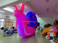 Modèle d'escargot rose gonflable personnalisé avec lumière LED, ballon de dessin animé en tissu Oxford et installation facile pour la décoration artistique