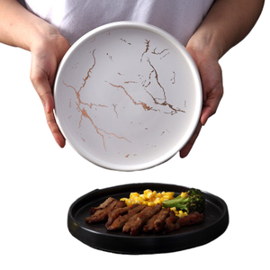Brett Luxe Nordique Marbre Rectangulaire Ovale En Céramique Steak Assiette Snacks Assiettes Western Blanc Noir Hôtels <span class=keywords><strong>Faïence</strong></span> Servir Plateaux - Product Image 2