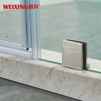 Salle de bain de haute qualité Rectangle Pivot Porte de douche en aluminium sans cadre en verre trempé Salle de douche