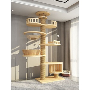 Personalizzabile grande torre del gatto sostenibile soffitto in legno albero casa Sisal graffio parete interna gioco di pino estratto gatti casa - Product Image 5
