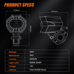 Nuovo Arrivo Faro Fendinebbia <span class=keywords><strong>Esterno</strong></span> a LED per Moto 80W 6000K Impermeabile per Moto Biciclette e Yacht - Product Image 2
