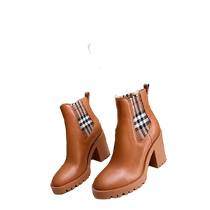 Bottines confortables et imperméables en cuir de vachette véritable pour femmes, respirantes et tendance, couleur unie - Product Image 2