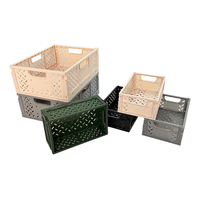 Caisse pliable en plastique légère, multifonctionnelle et empilable pour le rangement des nécessités quotidiennes