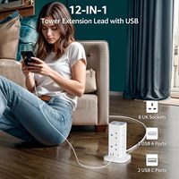 Multiprise professionnelle verticale 8 prises, barre d'alimentation fiable BS1363 13A 250V pour la maison et le bureau