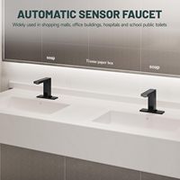 Robinet de lavabo automatique infrarouge noir de haute qualité HLK avec cartouche céramique, montage monotrou pour hôtels et hôpitaux