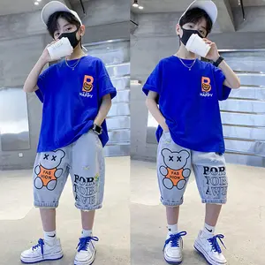 2023新しい夏の男の子の服半袖コットンキッズデザイナー服ティーン男の子服卸売子供服セット