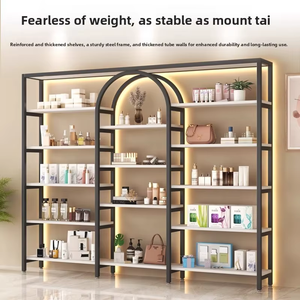 Meubles de salon, meuble de présentation en métal pour salon de coiffure et salon de beauté avec éclairage, étagère de rangement multi-niveaux pour usage commercial - Product Image 5