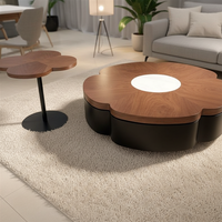 Table basse modulaire rotative en bois pliable durable de forme pétale moderne pour salon et mobilier de maison