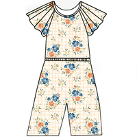 Combinaison évasée pour fillettes à motif personnalisé, manches à volants, taille élastique, barboteuse et combinaison élégantes et confortables pour enfants