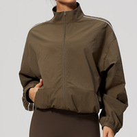 NCLAGEN Veste de sport pour femme à blocs de couleur, manches longues, col montant, fermeture éclair, légère, séchage rapide, veste de survêtement