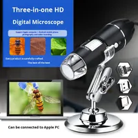Accessoires informatiques trois-en-un : Microscope numérique USB 4 ports 1600X, Loupe électronique portable pour téléphone mobile