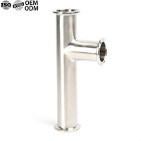 Raccord Sanitaire Tri-Clamp à Sortie Longue Type T à 3 Voies en Acier Inoxydable SS304 SS316L à Serrage Rapide pour l'Industrie Agroalimentaire