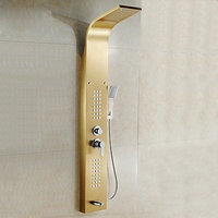 Ensemble de panneaux de douche muraux en acier inoxydable SUS304, finition chromée brossée, jet doux, mitigeur à poignée unique, pommeau de douche carré