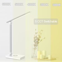 Lampe de lecture LED carrée moderne en aluminium, commande tactile, alimentation CC, protection oculaire, port de charge USB, intensité réglable, acrylique
