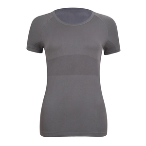 Custom Front Logo Women's Summer Skinny Fit Spandex/Polyester Quick-Dry Short Yoga Suit Top for Running Fitness Workout - Product Image 2