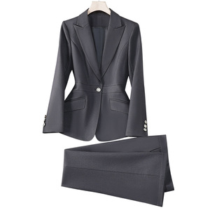 Women's Suit Set Full Sleeve Satin Formal Autumn Anti-Wrinkle Work Uniform - Product Image 5