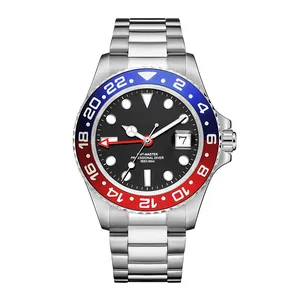 Penjualan terlaris kustom jam tangan besi tahan karat jam tangan pria quartz kedap air kalender bisnis gerakan Swiss