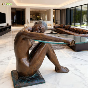 Sculpture de fille <span class=keywords><strong>nue</strong></span> en bronze coulé grandeur nature, table basse - Product Image 1