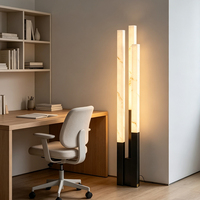 Lampe sur pied moderne de luxe en marbre, design escalier à 3 colonnes, LED, pierre d'onyx, éclairage lumineux pour salon, chambre, hall d'hôtel