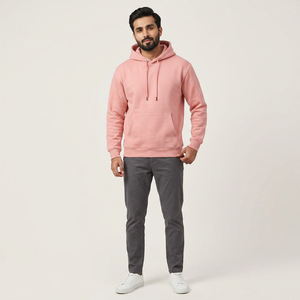 Wholesale Custom Plain <b>Pink</b> Regular Fit Pullover Crew Neck Fleece Zipper-Up Heavyweight Cotton <b>Sweatshirt</b> Hoodie Quick Dry Men - Product Image 1