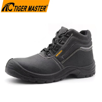 Zapatos de Seguridad Tiger Master para Hombre, Económicos, con Puntera de Acero, Resistentes a Pinchazos, de Cuero Negro, Resistentes al Aceite y al Ácido, Antideslizantes, para Obras de Construcción