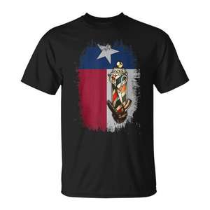 Camiseta con diseño de poste de barbero con la bandera de Texas para hombre, manga corta, cuello redondo, diseño promocional - Product Image 1