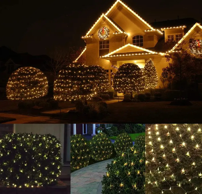 Perfetto per cespugli o alberi 100 luci natalizie a LED 5 ftx 5 piedi rete decorazioni natalizie stringa di luci