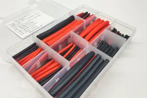 300pcs Black Red Double Wall Heat Shrink Tube With Glue Heat Shrink Tubing Kits 3:1 Heat Shrinkable Sleeve With Adhesive