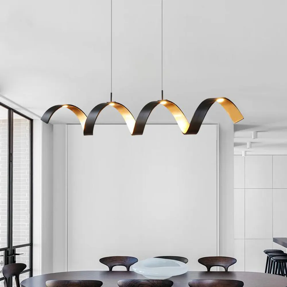 Nordic modern household lighting aluminum spiral restaurant chandelier