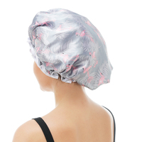 GTOP Vente en gros Logo personnalisé Grande taille Double couche imperméable Satin Bonnets de douche Bonnet de bain Cheveux PE Bonnet pour femmes