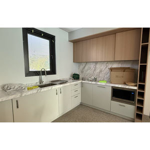 Su misura L a forma di lacca finitura di legno grano melamina finitura armadi da <span class=keywords><strong>cucina</strong></span> mobili mobili <span class=keywords><strong>cucina</strong></span> armadi da <span class=keywords><strong>cucina</strong></span> - Product Image 4