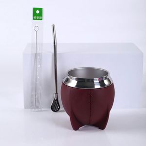 Tasse à Yerba Mate d'Argentine en acier inoxydable 304, isotherme sous vide, avec paille Bombilla, anti-fuite, portable - Product Image 3
