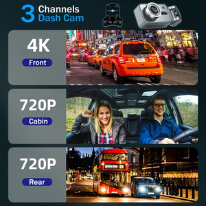 Kamera dasbor <span class=keywords><strong>3</strong></span> kamera <span class=keywords><strong>2</strong></span> inci, <span class=keywords><strong>3</strong></span> kamera 4k WiFi GPS kendaraan perekam kotak hitam untuk taksi mobil DVR Monitor parkir HDR lensa privasi - Product Image 4