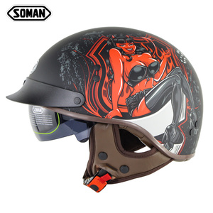 Casco Moto Retrò con Certificazione DOT Casco per Scooter Vintage Mezzo Casco da Biker per Motocicletta Antiurto Casco Moto - Product Image 2