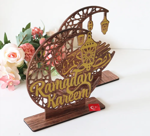 Meilleure vente islamique musulman Table ornement Ramadan décoration en bois Eid Al-Fitr <span class=keywords><strong>Aid</strong></span> <span class=keywords><strong>Moubarak</strong></span> Kareem cadeau fête fournitures - Product Image 2