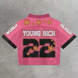 Camiseta de Fútbol Corta para Hombre, Talla Grande, Ligera, Transpirable, de Primera Calidad, Material de Malla, Logotipo Personalizado Impreso, Hombros Caídos - Product Image 2