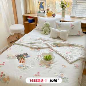 Edredón de Verano de Algodón Tejido con Estampado de Dibujos Animados, Fibra de Soya, Lavable a Máquina, Manta Fina para Niños para Aire Acondicionado - Product Image 1